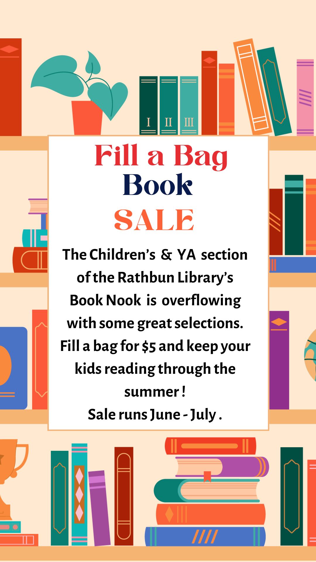 Rathbun Library’s Book Nook $5- Fill a Bag Sale!